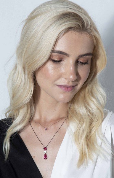 Colar Duplo Turmalinas Rosas e Diamante Extra 