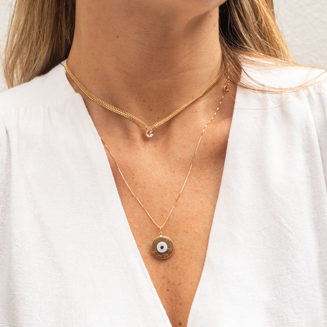 Colar Escama de Peixe Morganita Ouro 18k