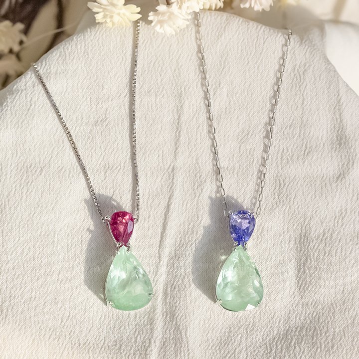Colar Esmeralda e Turmalina Rosa 