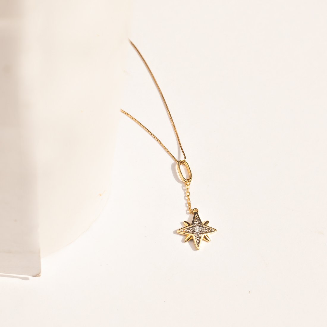 Colar Estrela Diamantes Corrente