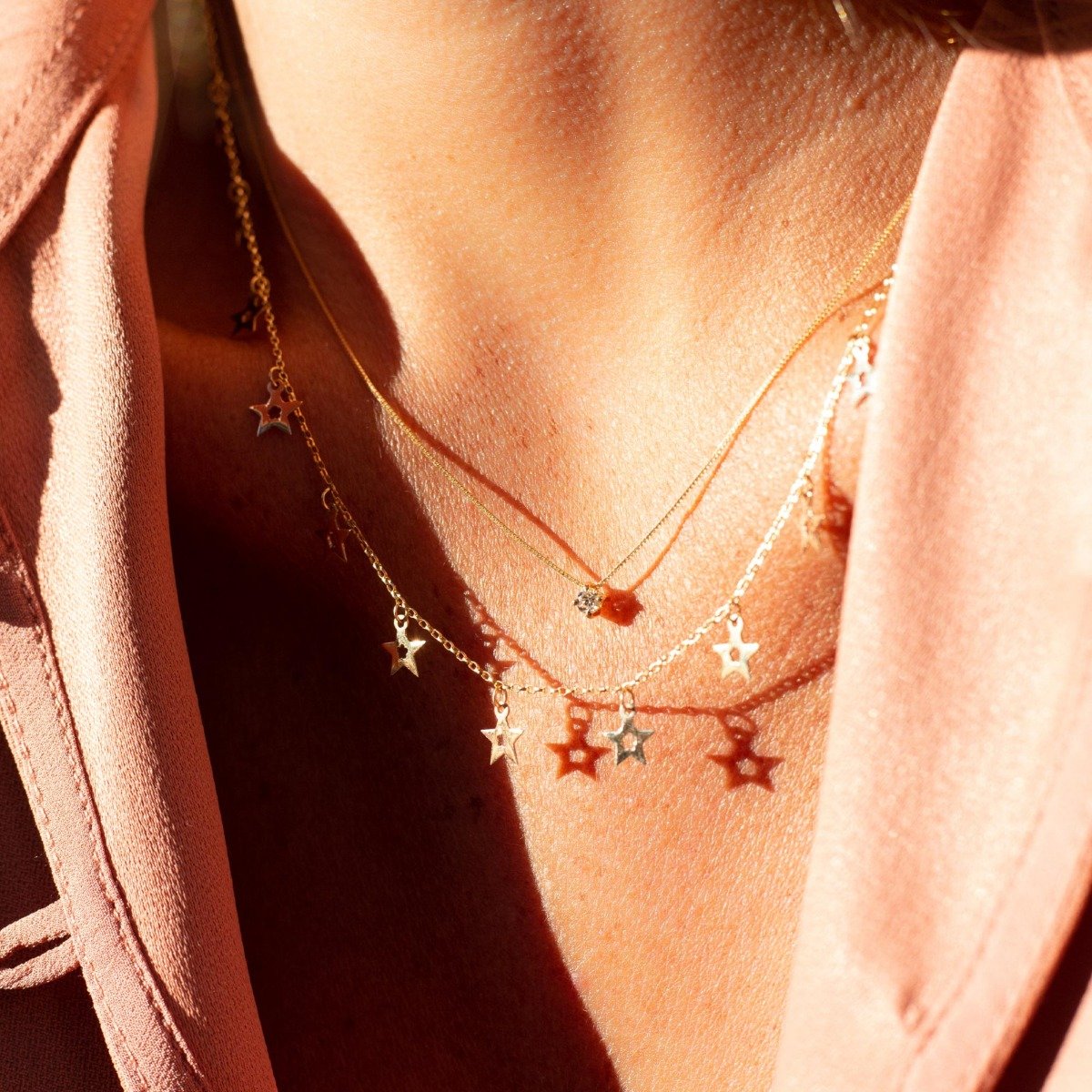 Colar Estrelinhas Tricolore Ouro 18K