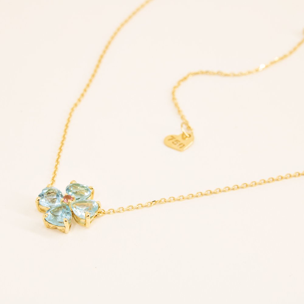 Colar Flor de Lótus topázio sky e diamante
