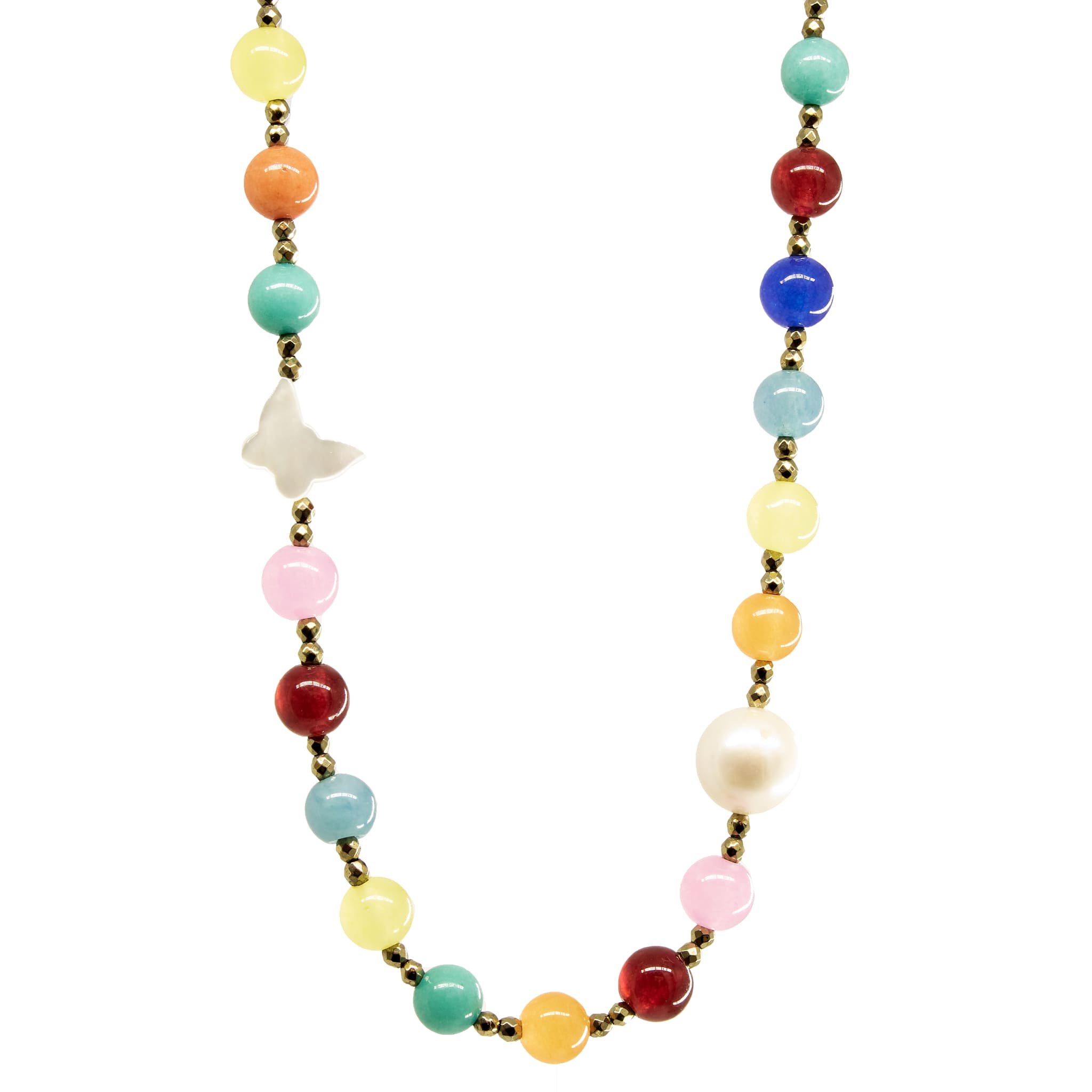 Colar Fun Pirita Pérolas Cabochões 