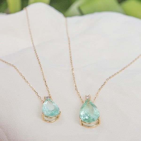 Colar Gota Esmeralda Colombiana e Diamante 10 pts 