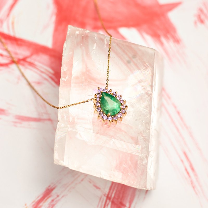 Colar Gota Esmeralda com Tanzanitas
