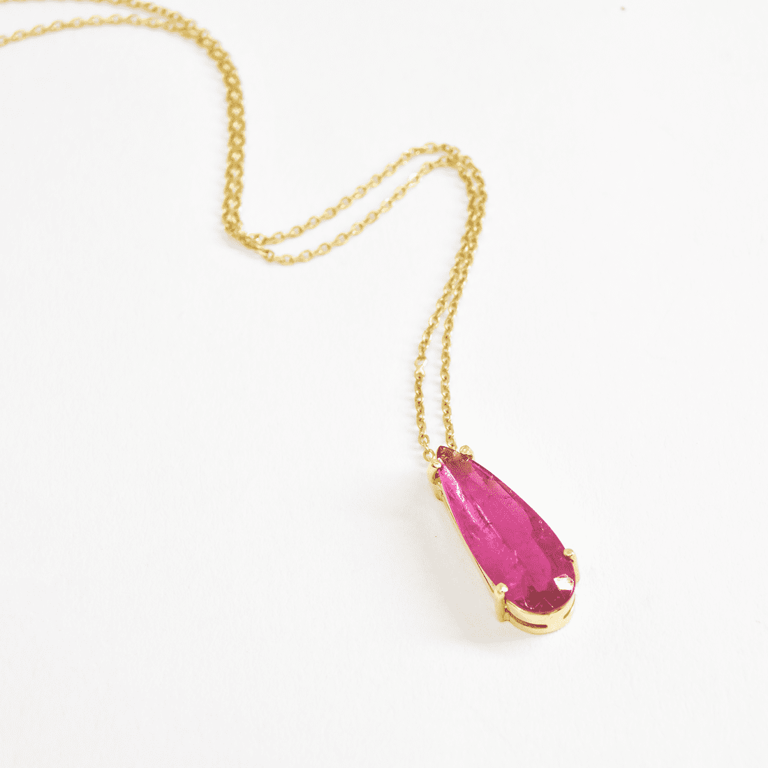 Colar Gota Turmalina Rosa