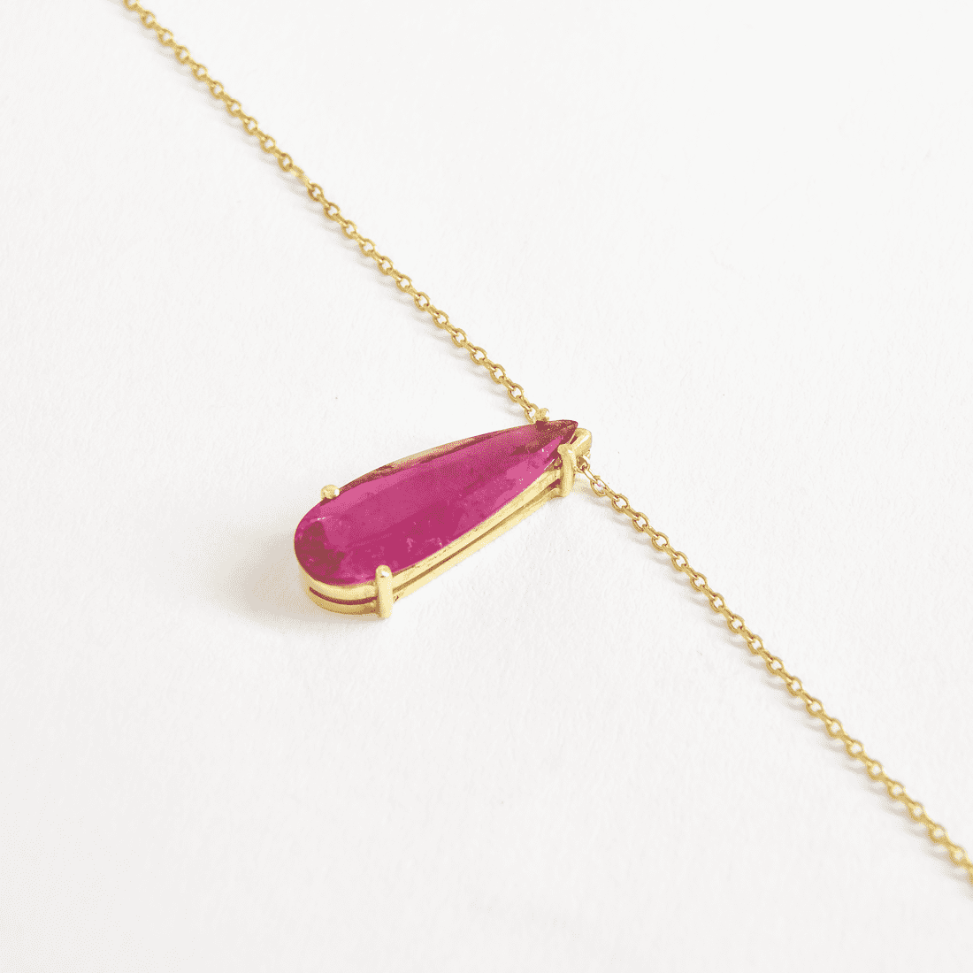 Colar Gota Turmalina Rosa