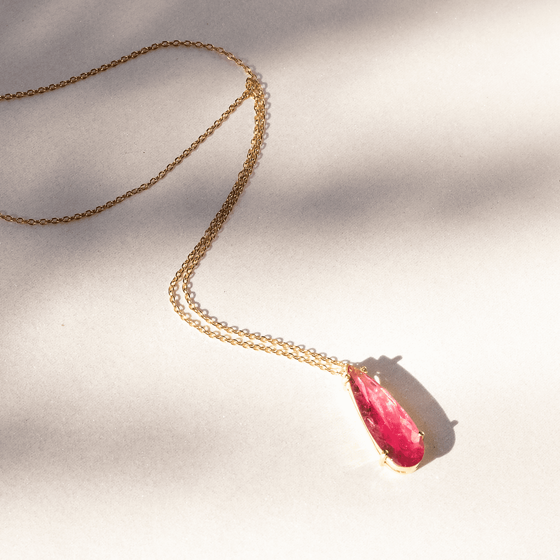 Colar Gota Turmalina Rosa