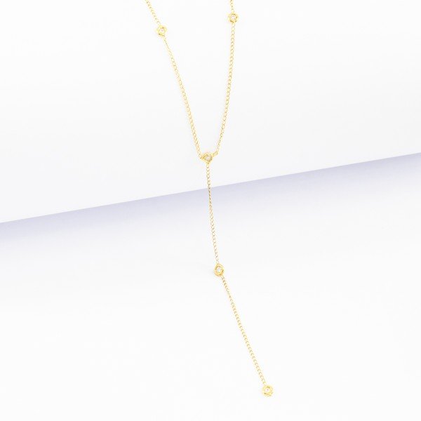 Colar Gravata Pastilhas Diamantes