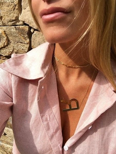 Colar Letra Grande Ouro 18K