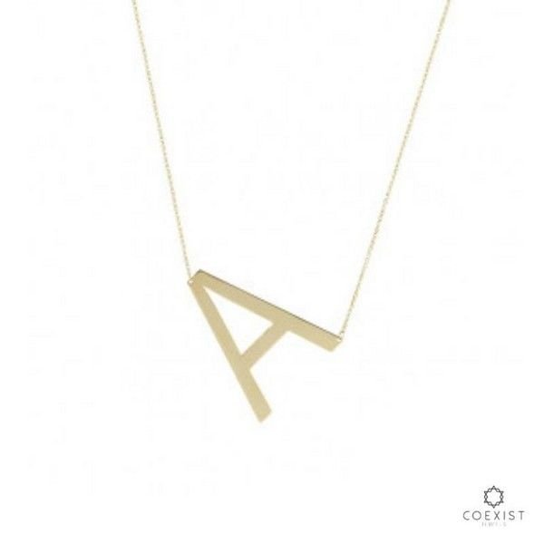 Colar Letra Grande Ouro 18K