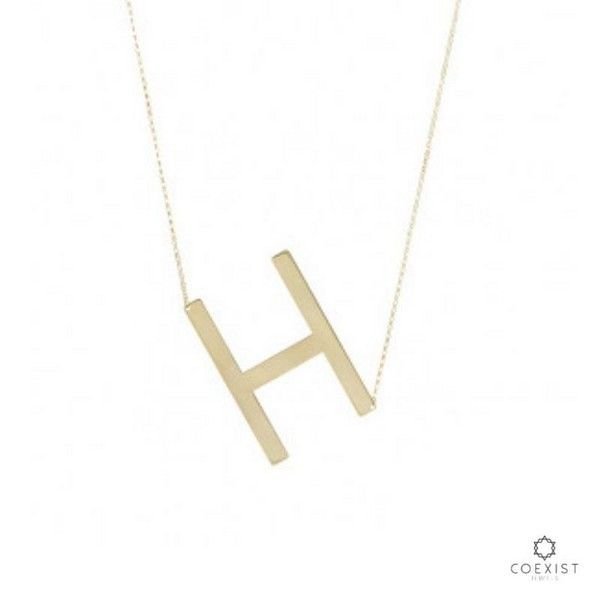 Colar Letra Grande Ouro 18K