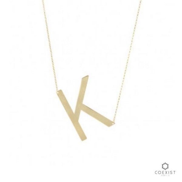 Colar Letra Grande Ouro 18K