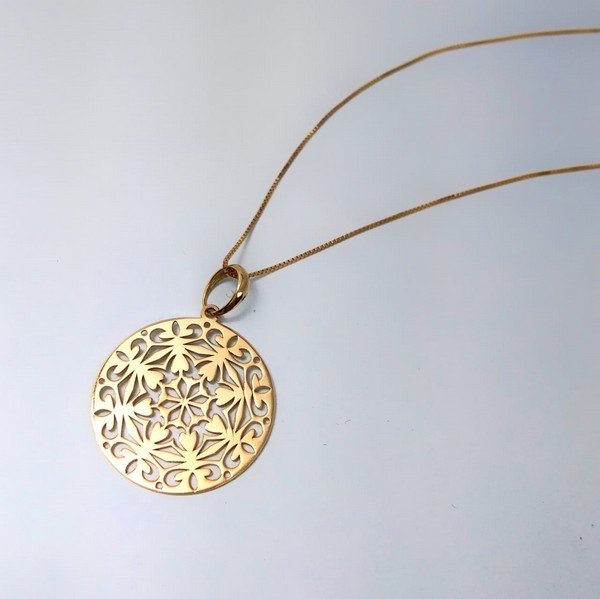 Colar Mandala Sol Indie Ouro 18K