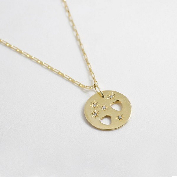 Colar Medalha Lucky Charm Diamantes