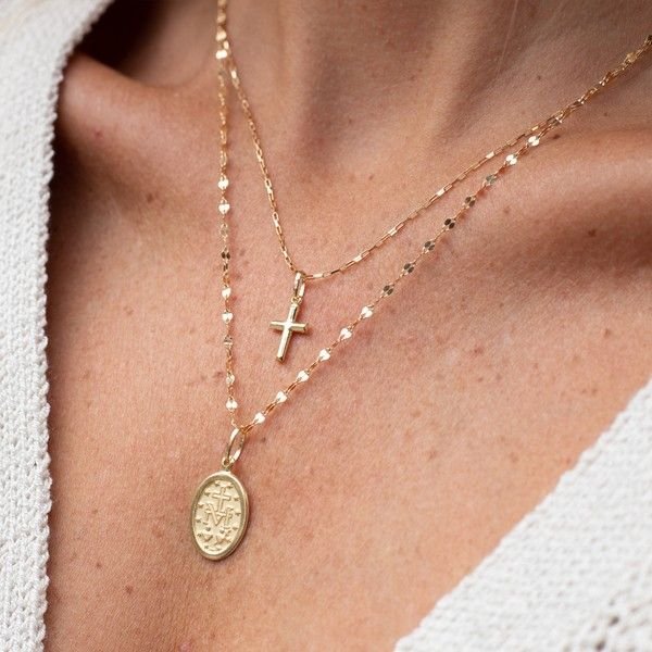 Colar Medalha Nossa Senhora Corrente Light Ouro 18K