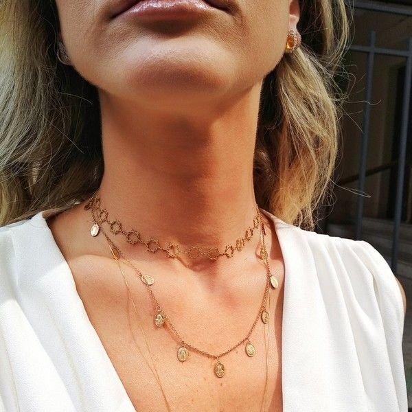 Colar Medalhinhas Santos Ouro 18K