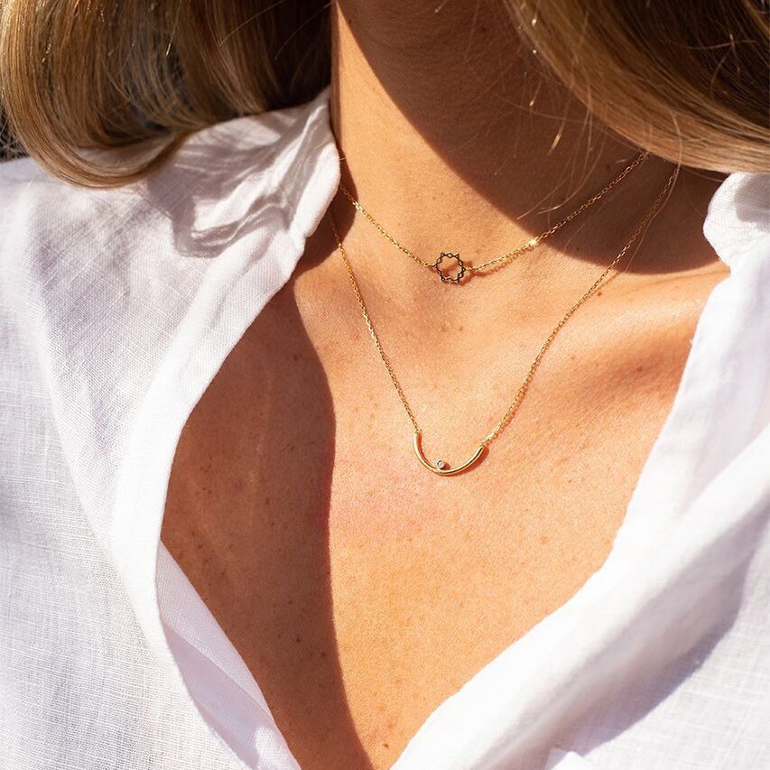 Colar Minimal Style Ouro 18K e Diamante 