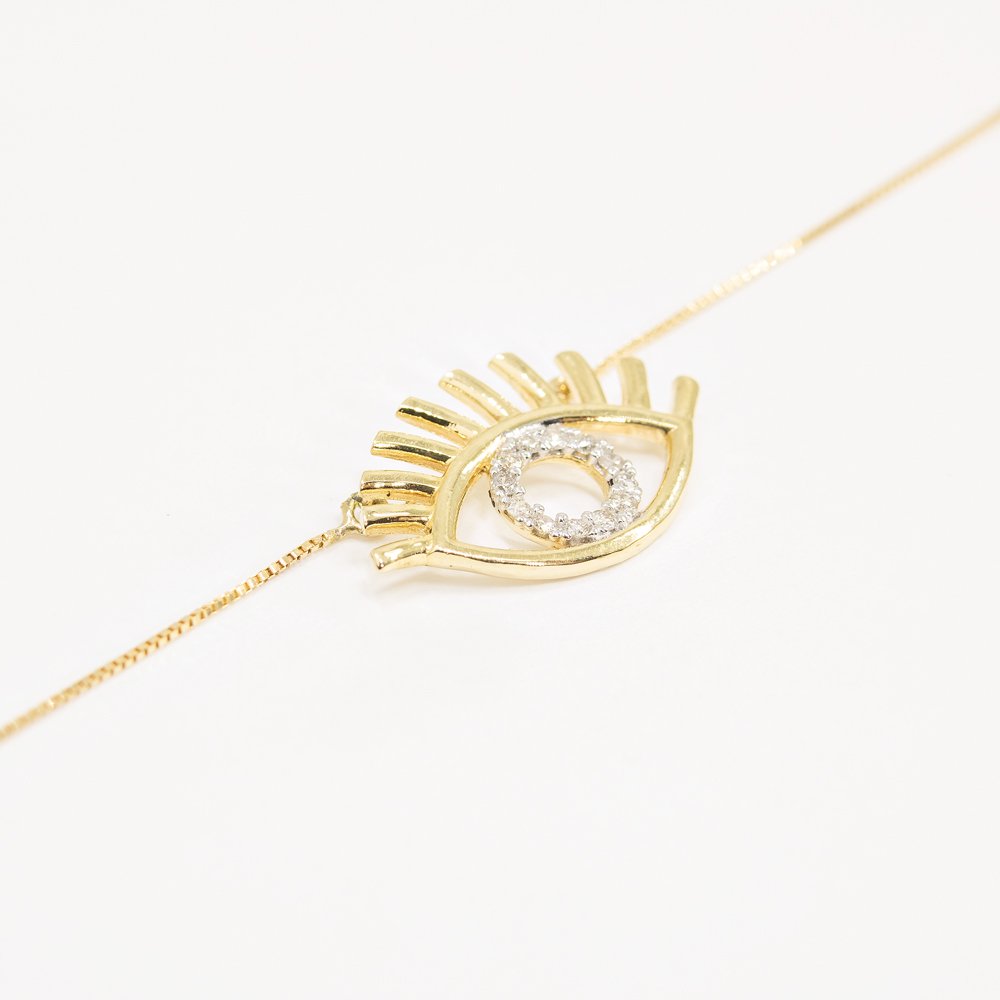 Colar Olho Grego Estilizado Diamantes
