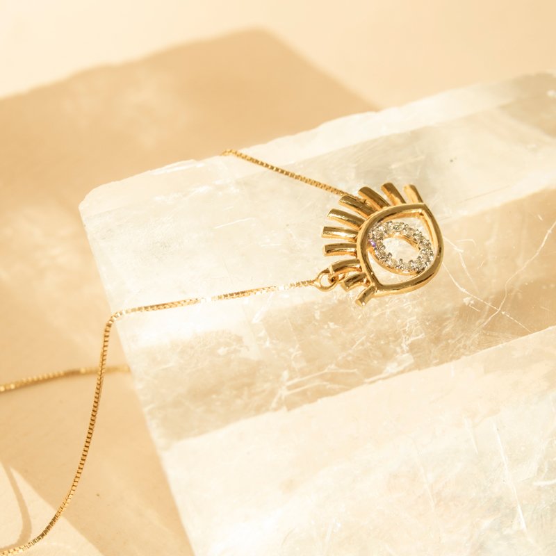Colar Olho Grego Estilizado Diamantes