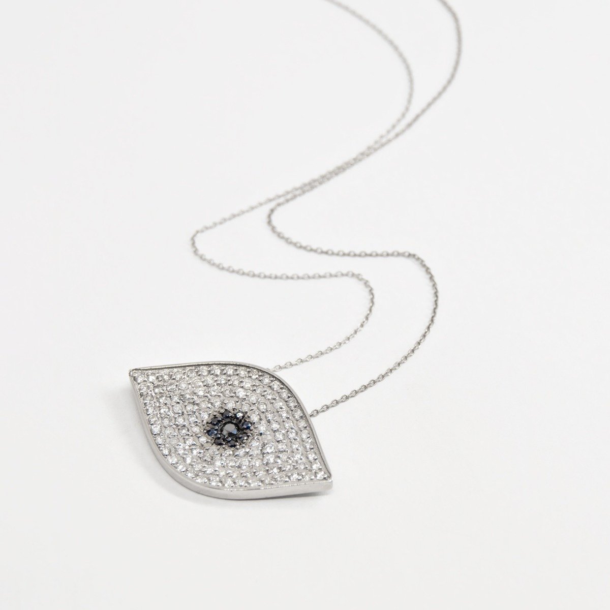 Colar Olho Grego Ouro 18K Safira e Diamantes