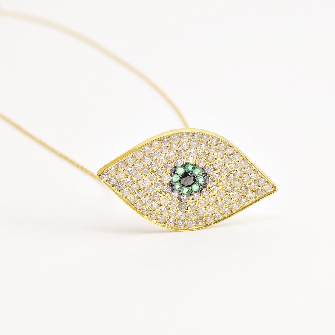 Colar Olho Grego Power Diamantes e Esmeraldas