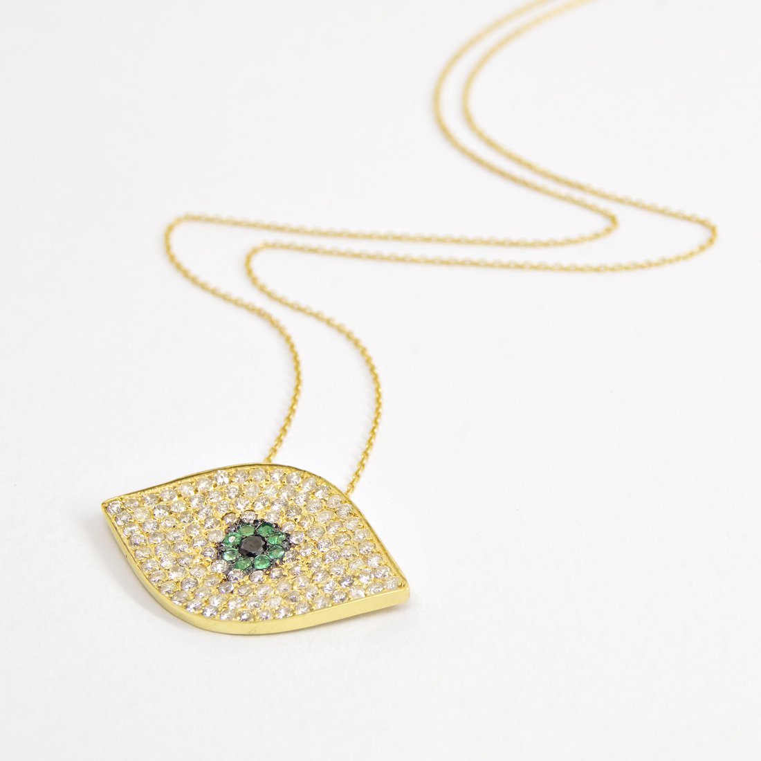 Colar Olho Grego Power Diamantes e Esmeraldas