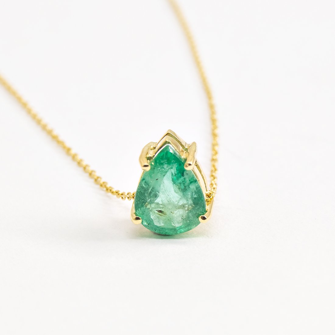 Colar Ouro 18K Gota Esmeralda