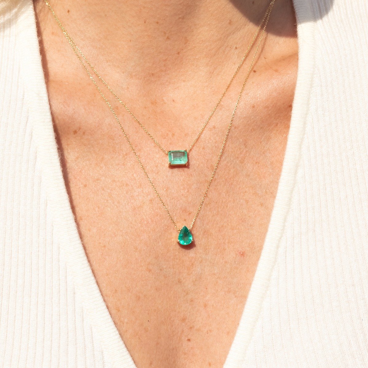 Colar Ouro 18K Gota Esmeralda