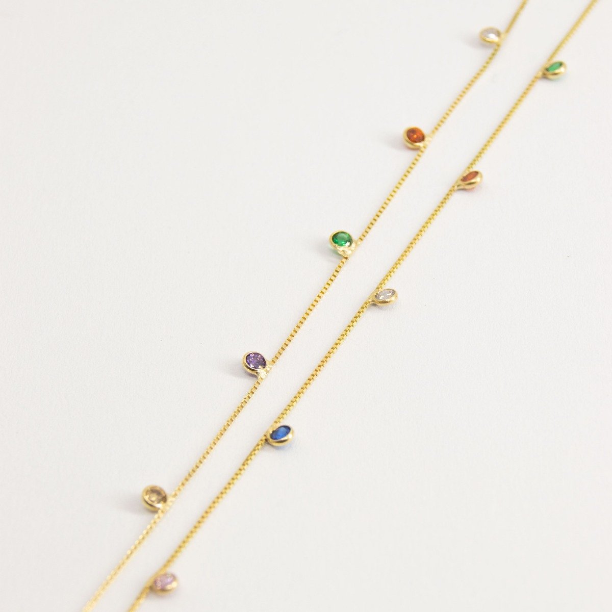 Colar Ouro 18k Pastilhas Zircônia Coloridas