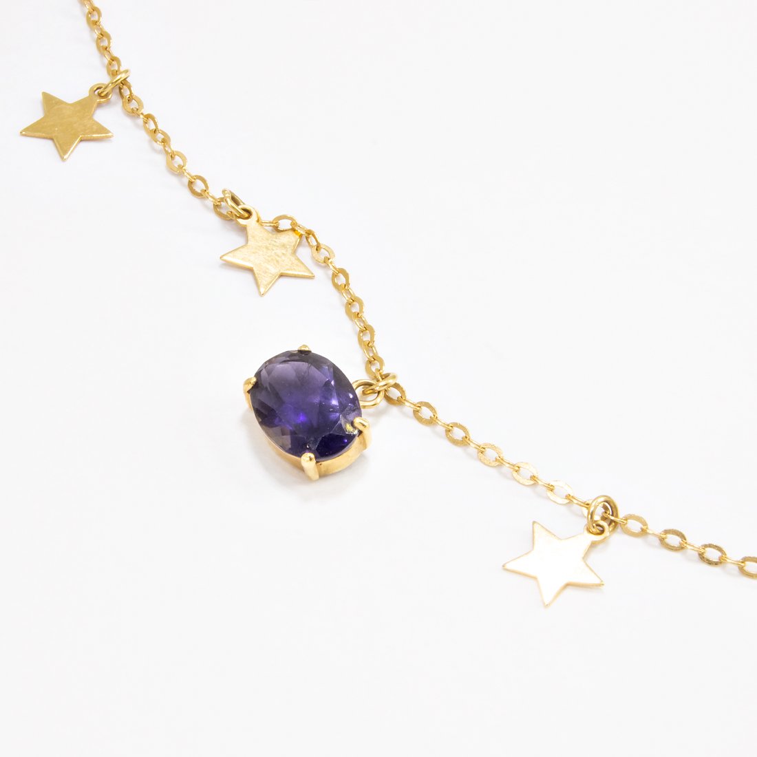 Colar Oval Safira Chapinha Estrela 