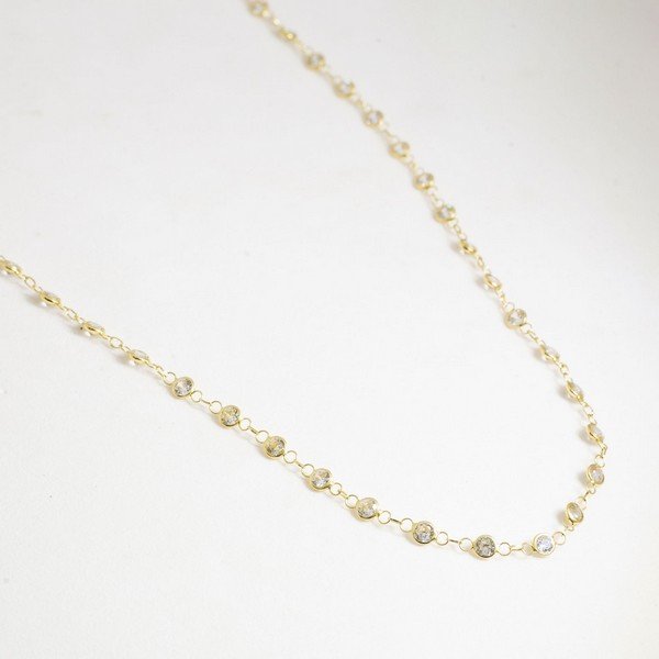 Colar Pastilhas de Cristal Ouro 18K