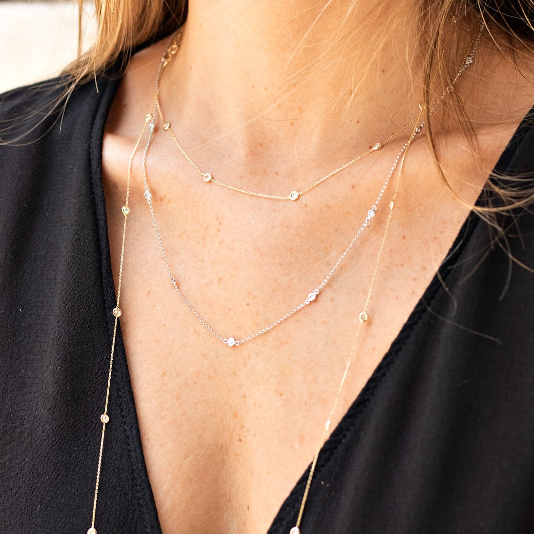 Colar Pastilhas Diamantes