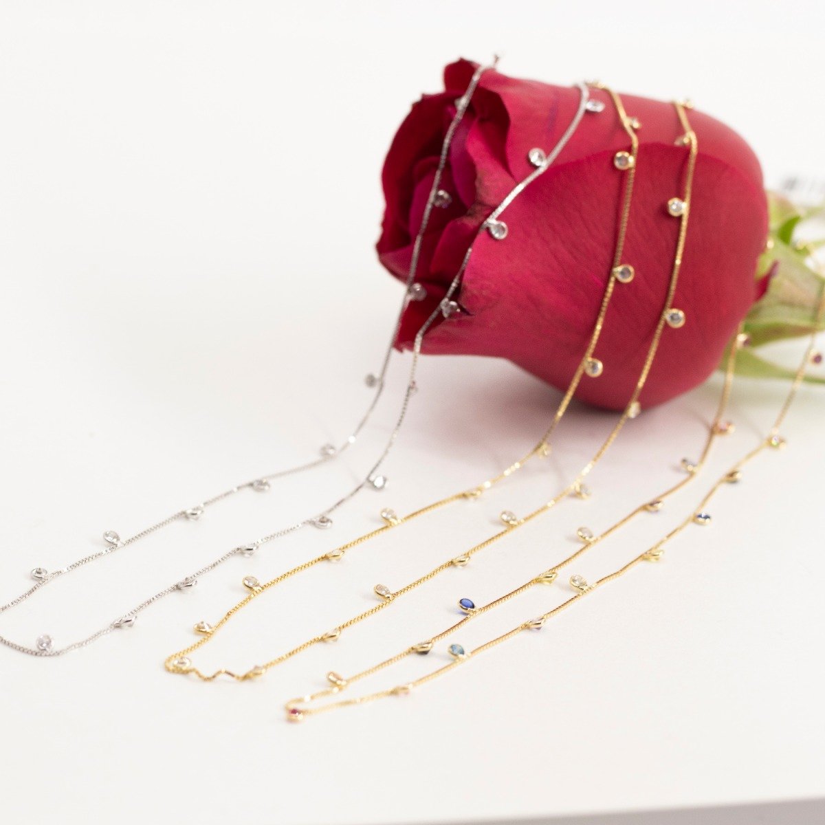 Colar Pastilhas Zircônia Ouro 18K