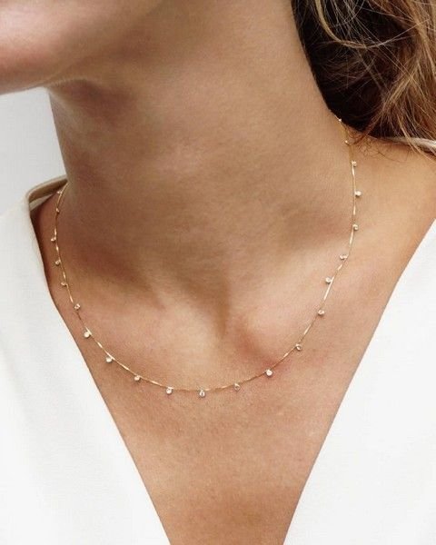 Colar Pastilhas Zircônia Ouro 18K