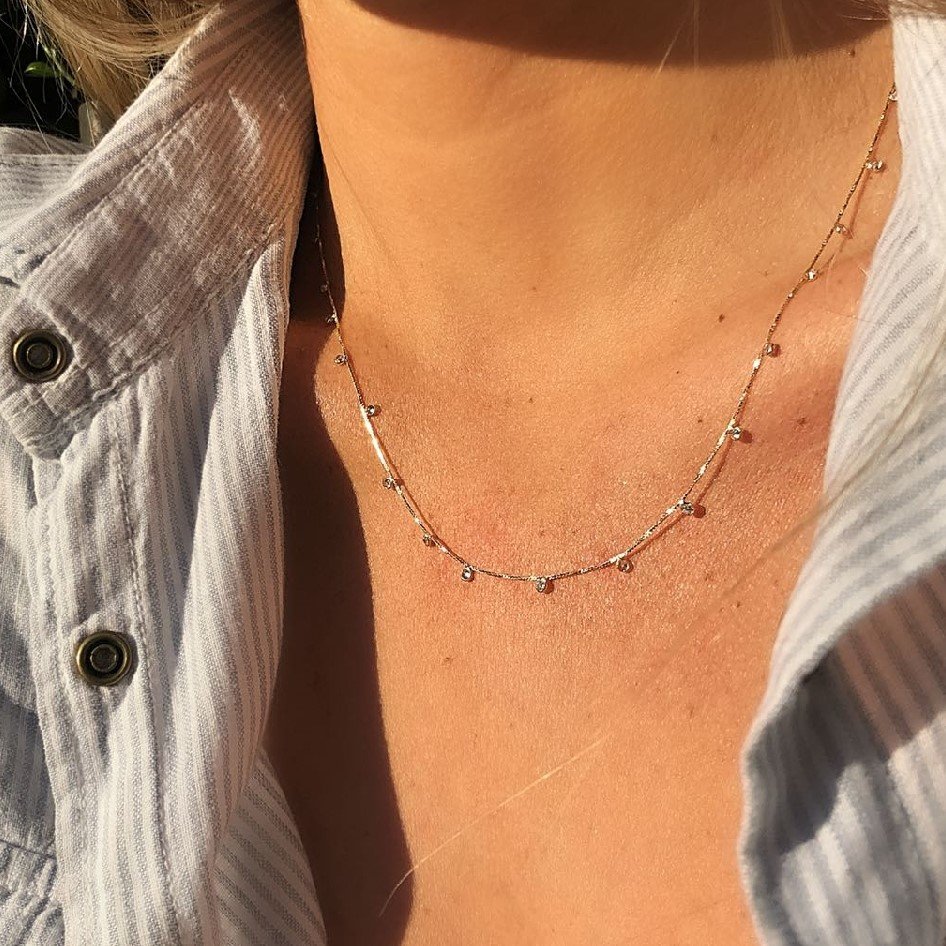 Colar Pastilhas Zircônia Ouro 18K