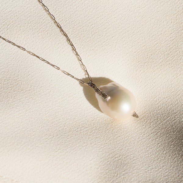 Colar Pérola XXL e Diamantes