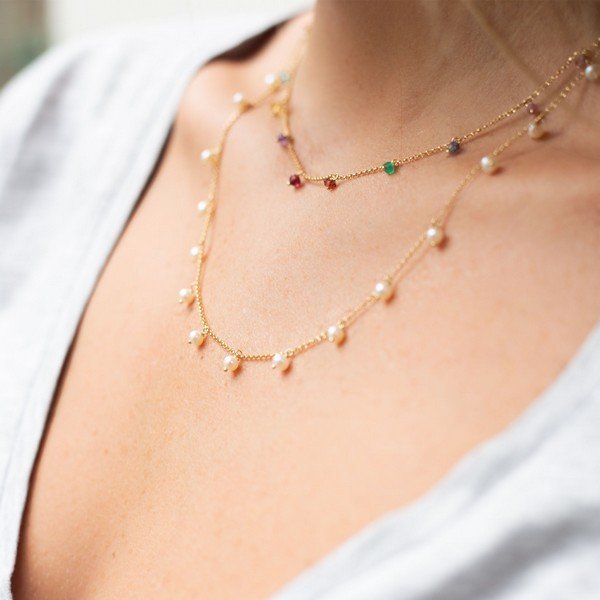 Colar Pérolas Ouro 18K