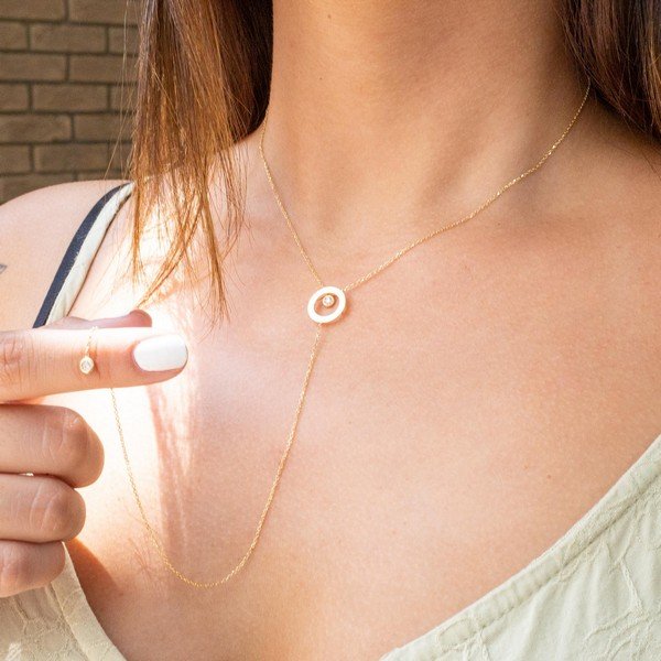 Colar Personalizável Gravatinha Pontos de Luz Zircônias