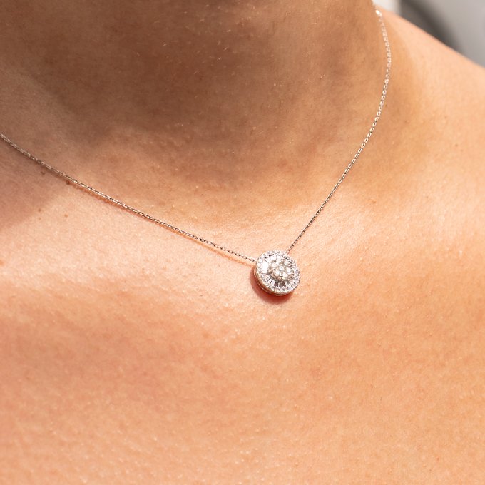 Colar Pingente Pizza Médio Diamantes
