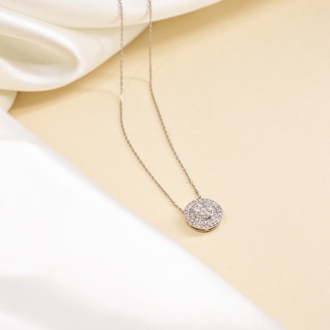 Colar Pingente Pizza Médio Diamantes