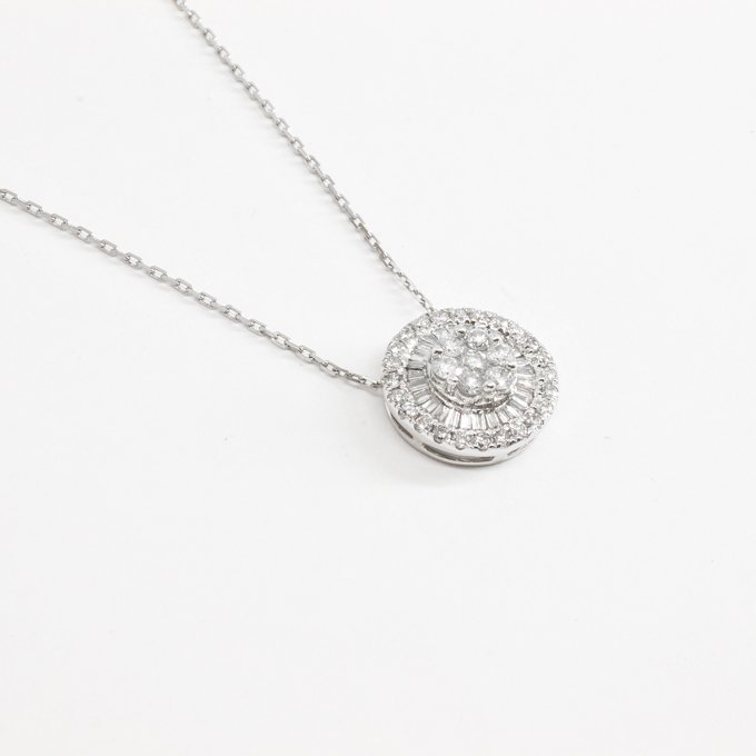 Colar Pingente Pizza Médio Diamantes