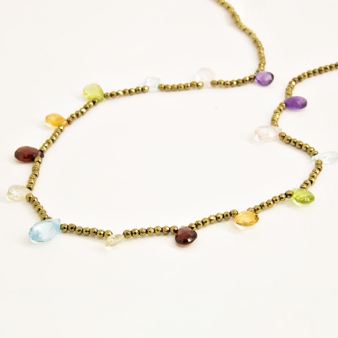 Colar Piritas Multi Color Stones