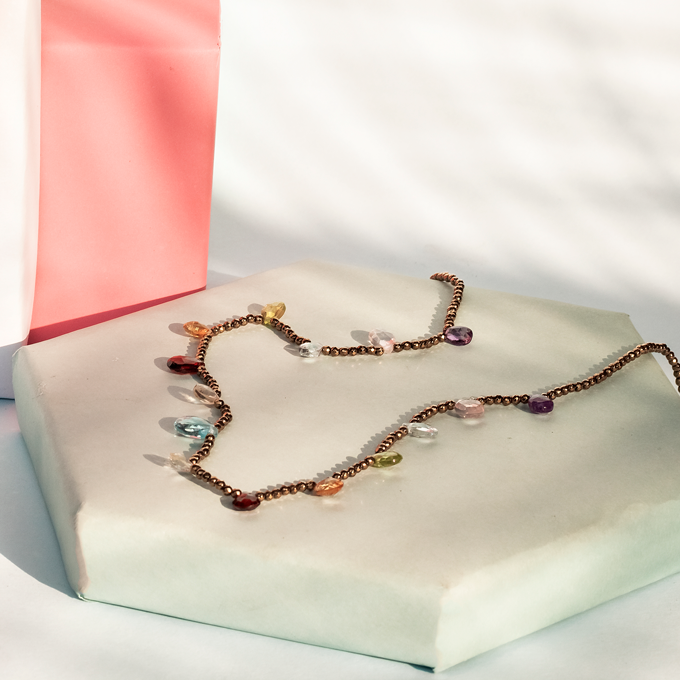 Colar Piritas Multi Color Stones