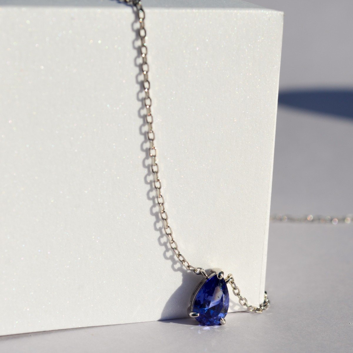 Colar Prata Gota Cristal Tanzanita