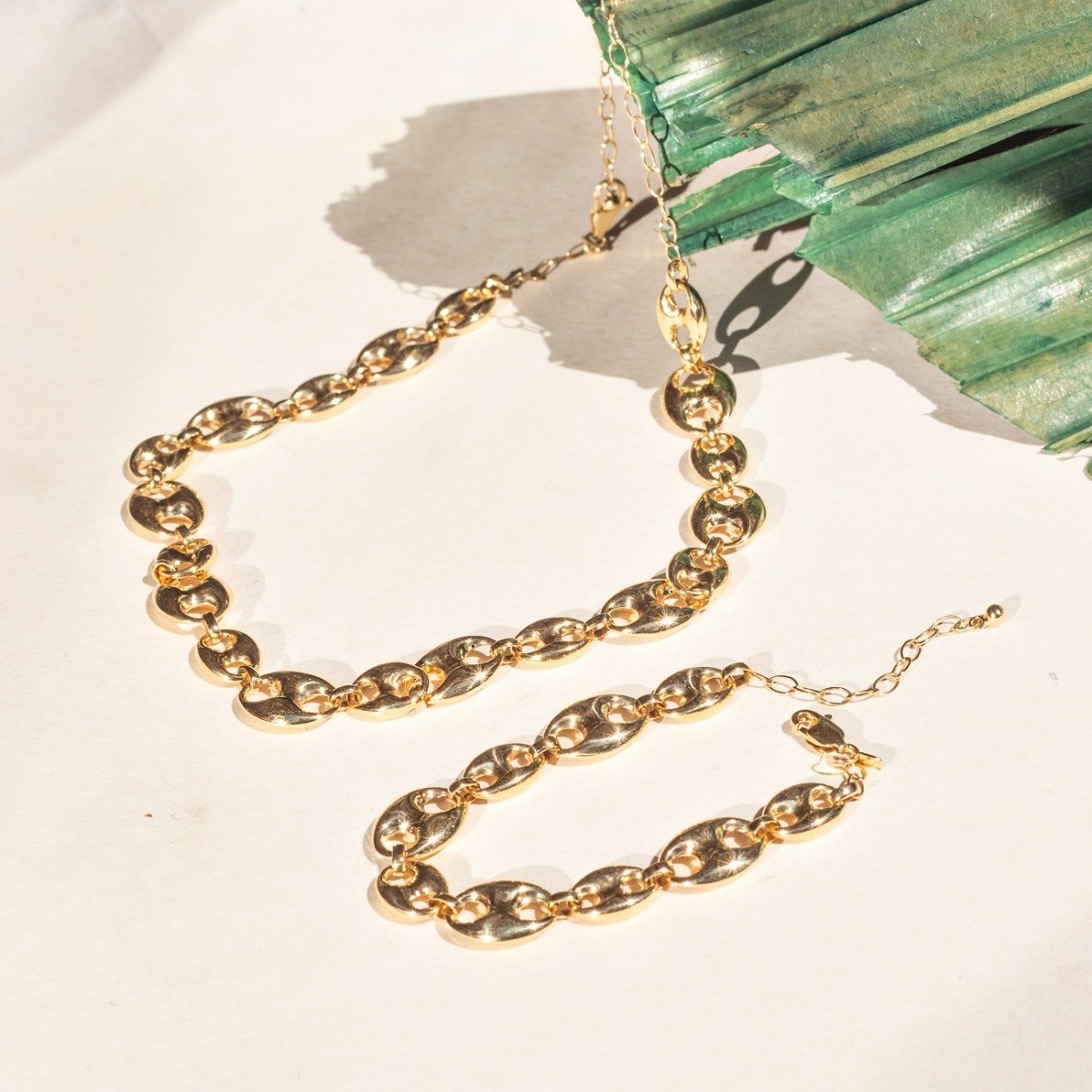 Colar Premium Confete Duplo Ouro Liso 18k