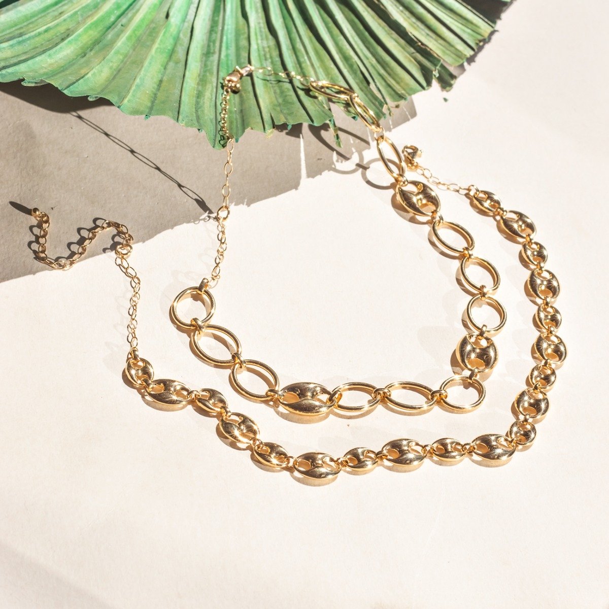 Colar Premium Confete Duplo Ouro Liso 18k