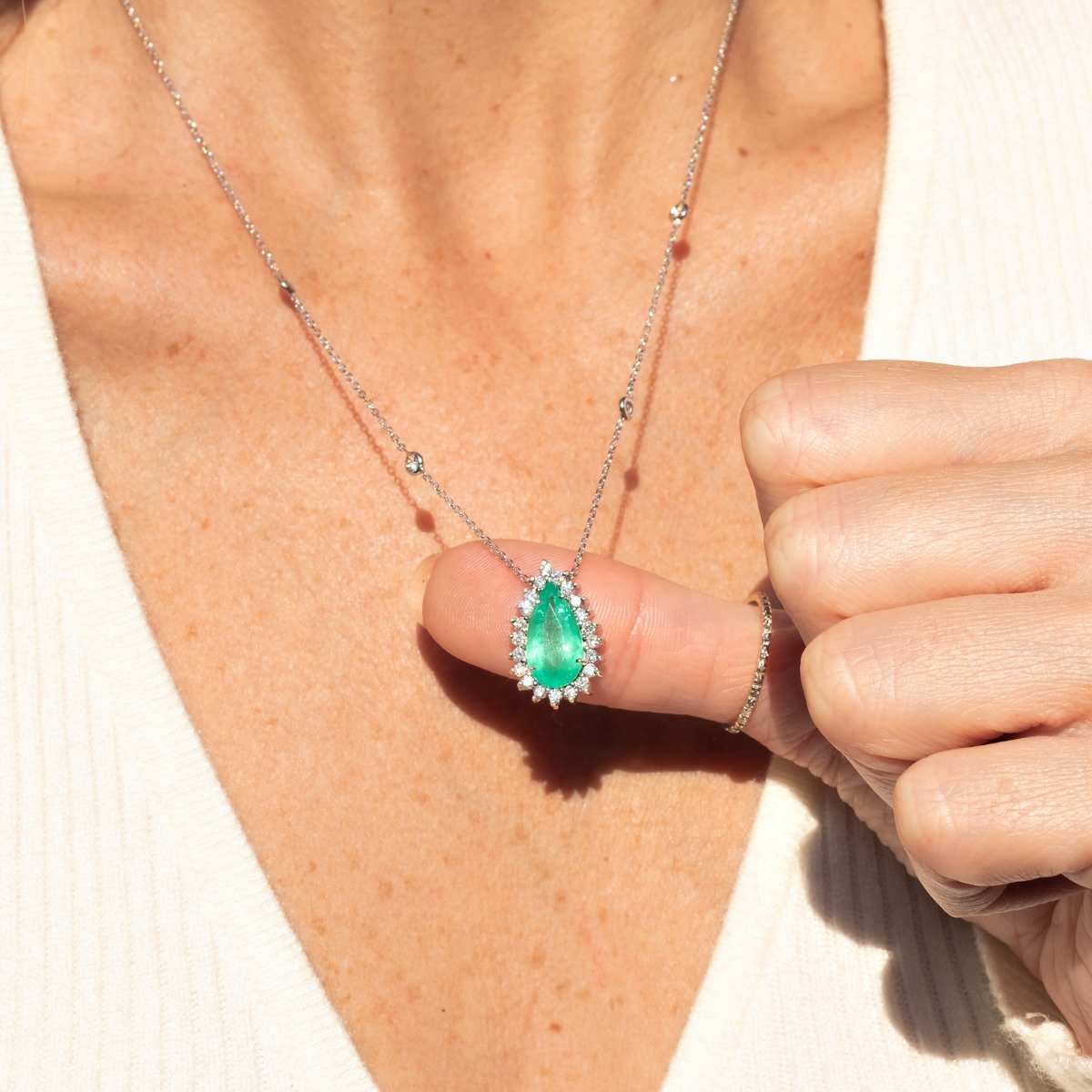 Colar Princess Extra Gota Esmeralda Diamantes 