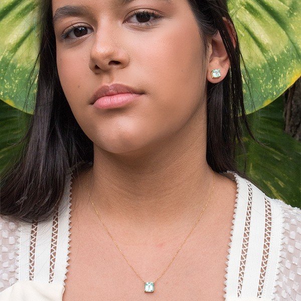 Colar Quadrado Esmeralda Colombiana