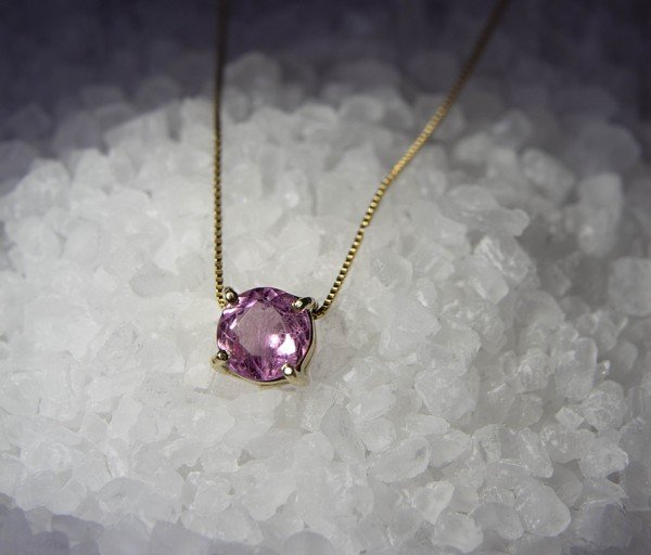 Colar Solitário Turmalina Rosa